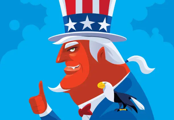 Vector illustration of devil uncle sam giving thumbs up