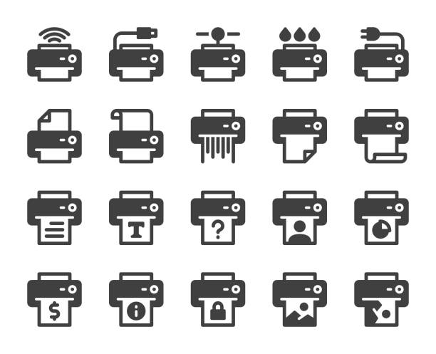 Printer - Icons Printer Icons Vector EPS File. transfer print stock illustrations