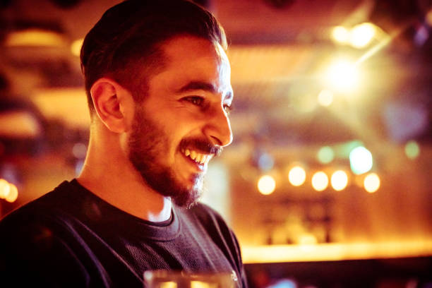 Enjoyment, Dubai, Handsome - Young man at the nightclub enjoying his weekend