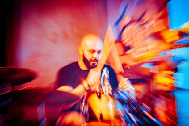Entertainment, Drummer, Dubai, Club - Drummer performing in a band at the concert