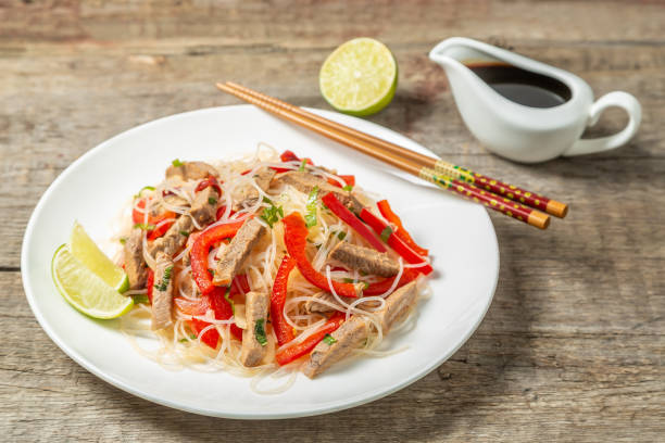 istock Glass noodles salad with meat. 1137308269