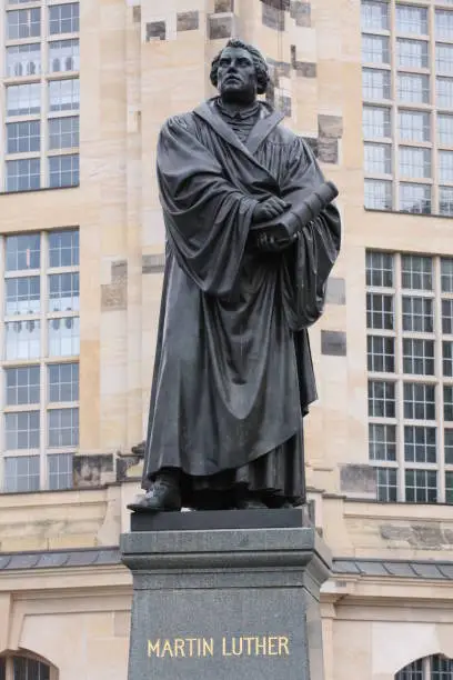 Statue of Martin Luther in front of the Frauenkirche in Dresden Germany - Image