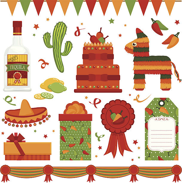 mexican obiektów firm – artystyczna grafika wektorowa