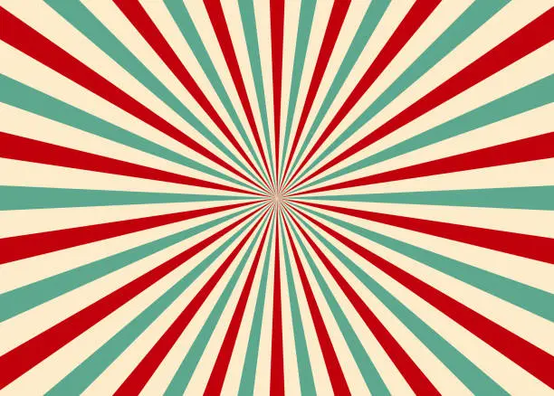 Vector illustration of Sunlight retro vertical background. Ray pattern background. Old starburst. Circus style