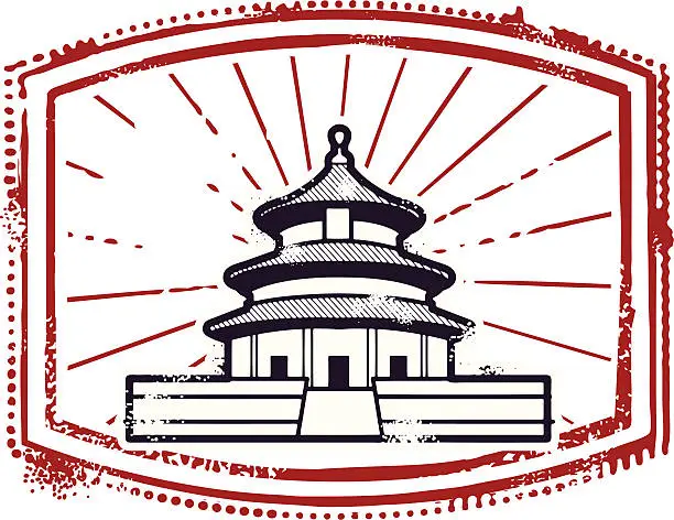 Vector illustration of Stamp from the Temple of Heaven