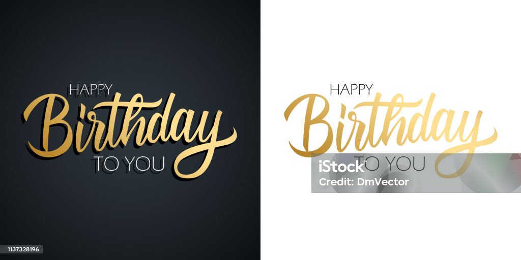 Happy Birthday celebrate set. Greeting cards with golden colored hand lettering text design. Happy Birthday celebrate set. Greeting cards with golden colored hand lettering text design. Vector illustration. Birthday stock vector