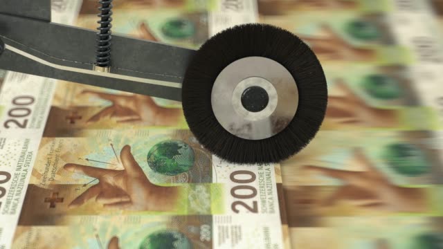 Swiss 200 Franc banknotes being printed