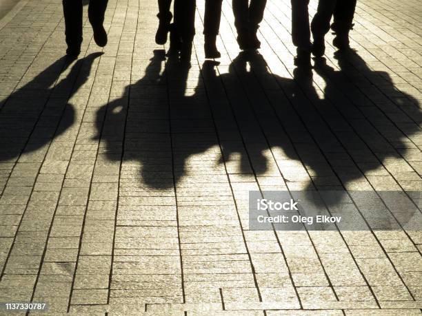 People Silhouettes And Shadows On The Street Stock Photo - Download Image Now - Gang, Mafia, Criminal