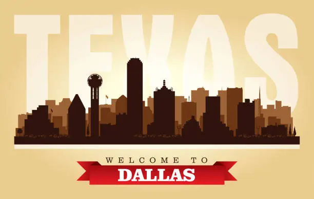Vector illustration of Dallas Texas city skyline silhouette
