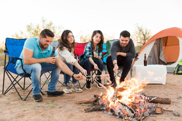 istock Cooking Hot Dog Sausages Over Camp Fire 1137335768