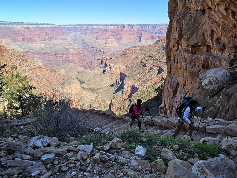 15 october 2018 - Grand Canyon, AZ: People hiking in Bright angel trail at grand canyon national Park