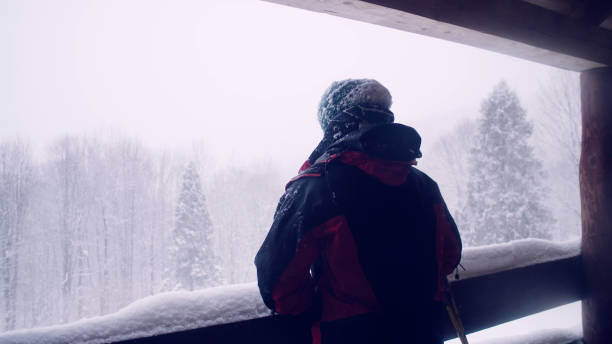 istock Alone in the mountains. Preparing for winter trip. Shelter 1137337492