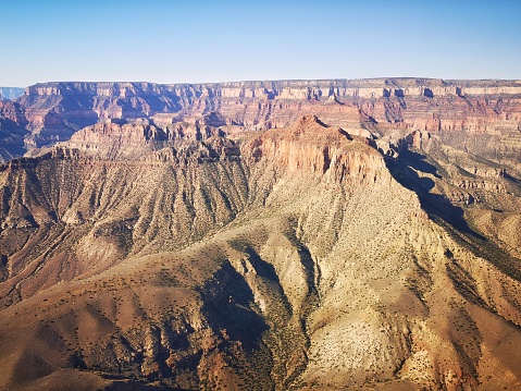 Aerial view of Grand canyon National park North and South Rim from an Helicopter. Arizona. USA