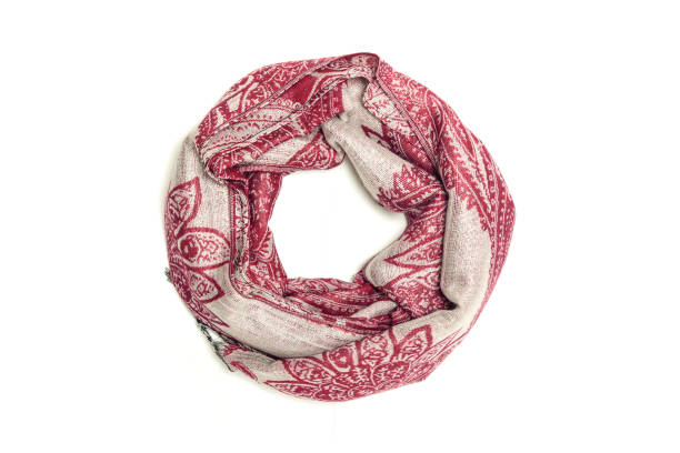 istock women's scarf with red pattern isolated on white 1137339223