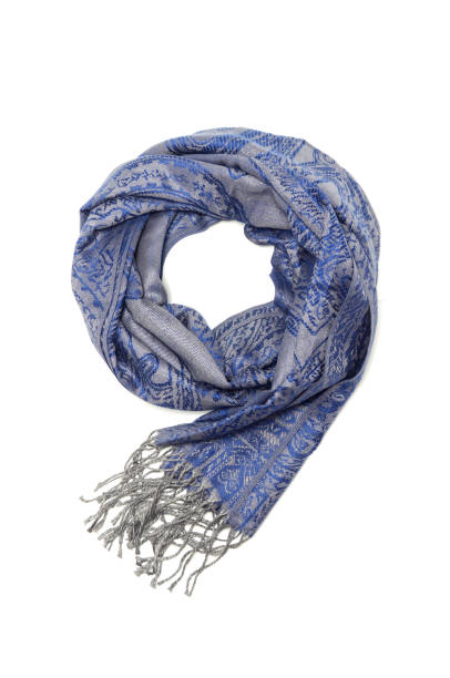 istock blue women's scarf with pattern isolated on white 1137339232