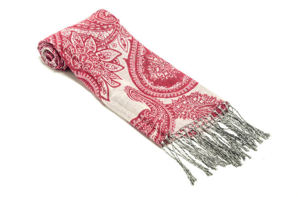 istock women's scarf with red pattern isolated on white 1137339248