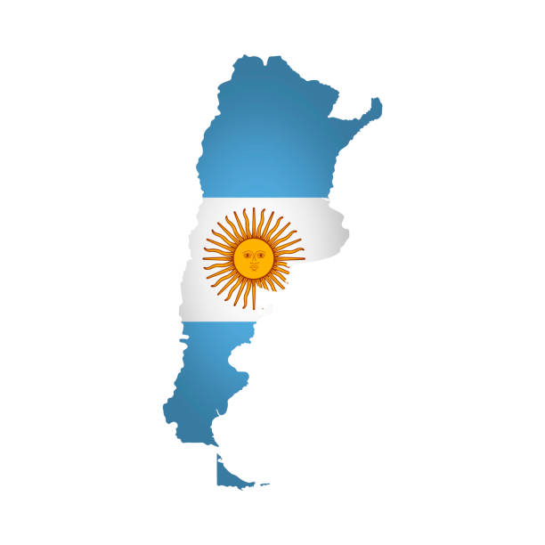 istock Vector isolated simplified illustration icon with silhouette of Argentina map. National flag 1137339354