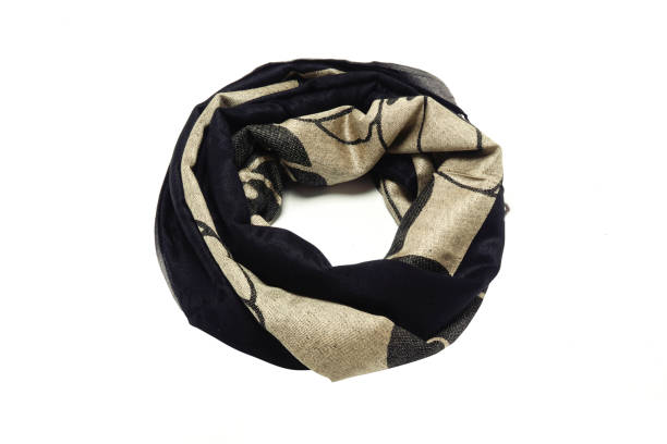 istock gold-black women's scarf with pattern isolated on white 1137339420