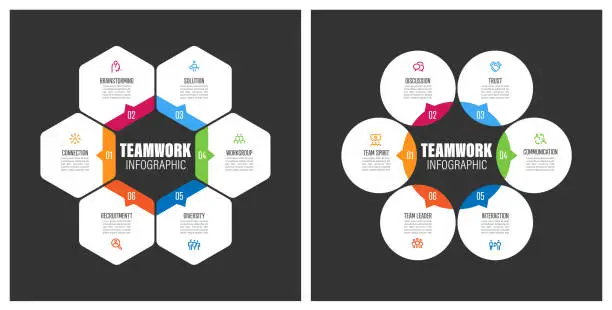 Vector illustration of Teamwork Chart With Keywords