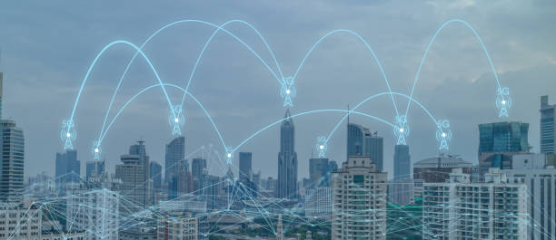 istock iot, ioe internet of everything with 5g concept, the connection with high speed internet at 5G in telecommunication network 1137340108