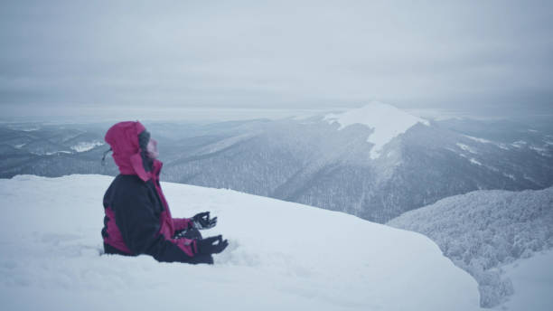 istock Alone in the mountains. Winter meditation 1137343620