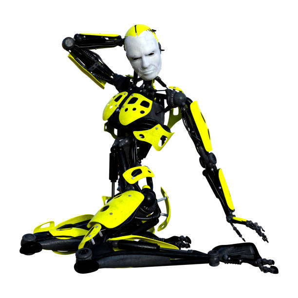 istock 3D illustration male robot on white 1137344381