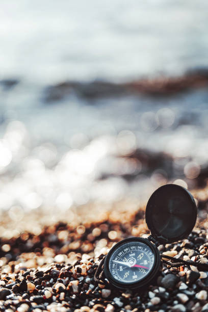 istock Compass on a sandy beach against the sea 1137344767