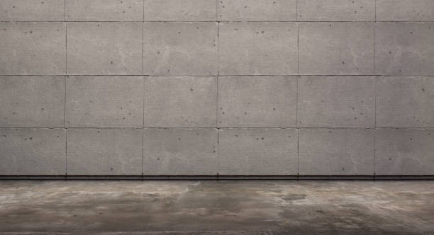 콘크리트 벽과 그런 지 바닥을 가진 빈 방, 3d 렌더링 - concrete wall concrete wall floor 뉴스 사진 이미지