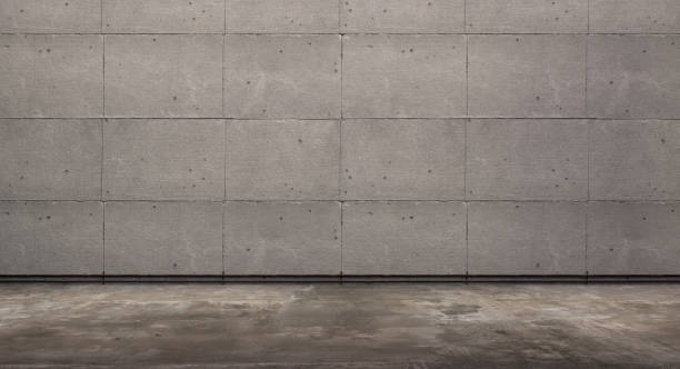 Empty room with concrete wall and grunge floor, 3d Rendering