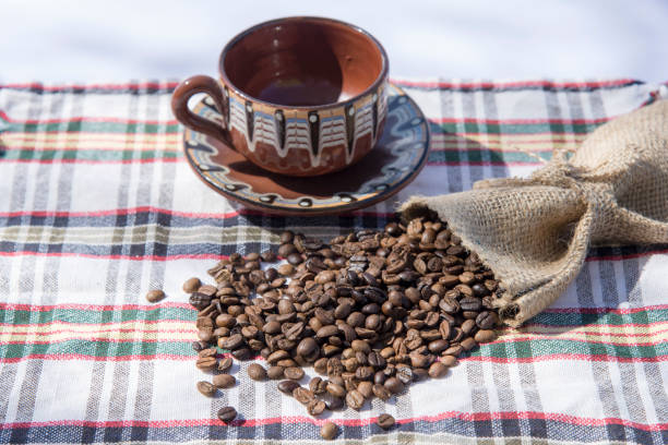 istock Coffee beans, coffee grinder and cups 1137347862