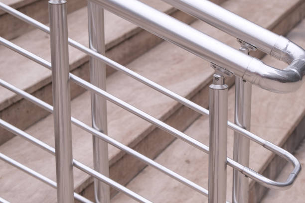 istock View of Aluminium Stair Railing and Joint Element 1137353876