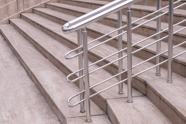 istock View of Aluminium Stair Railing and Joint Element 1137354051