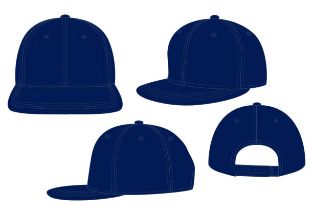 Hip Hop Cap for Template Navy Blue Color eyelet stock illustrations