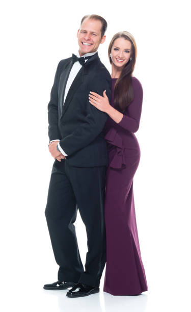 istock Handsome man with beautiful woman on white background 1137355815