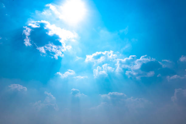 Blue sky and cloud on light sun on daytime