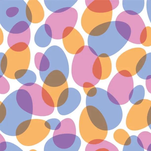 Vector illustration of Seamless pattern with colored Easter eggs on white background