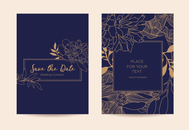 szablon karty zaproszeń ślubnych. - floral pattern silhouette fabolous plant stock illustrations