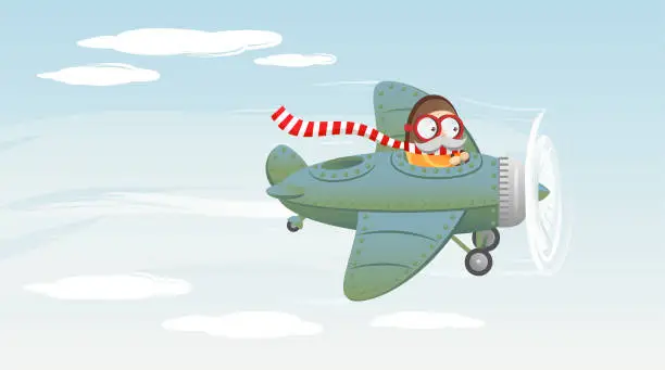 Vector illustration of Funny airplane