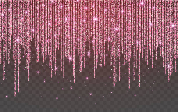 istock Pink glitter sparkle on a transparent background. Rose Gold Vibrant background with twinkle lights. Vector illustration 1137359592