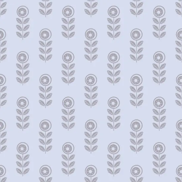 Vector illustration of Flower seamless pattern of light shapes on blue background.