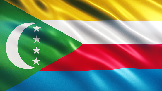 3d render Comoros Flag (Close-up)