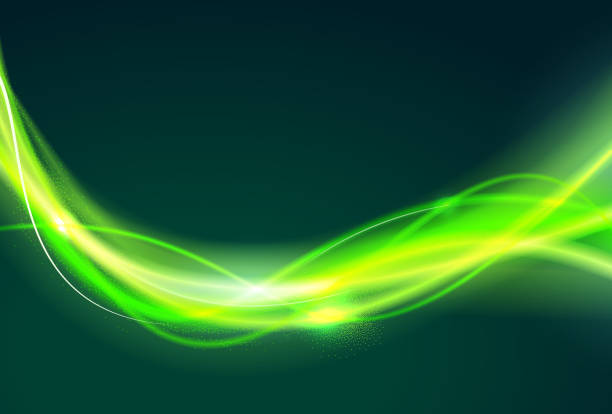 추상 섬유 네트워크 배경 - fiber optic technology abstract green stock illustrations