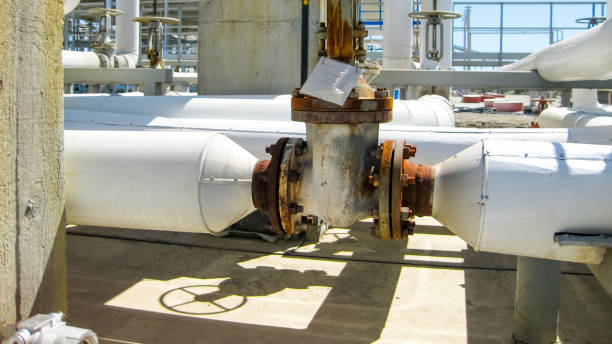 istock Manual shut-off valve on the pipeline. 1137364897