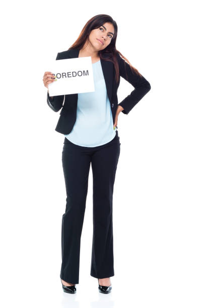 istock Businesswoman in a suit is bored 1137366189