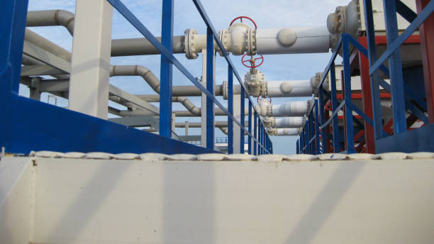 istock Heat exchangers at oil refinery. 1137366521