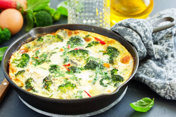 istock Frittata with vegetables and broccoli. View from above. Selective focus. 1137367494