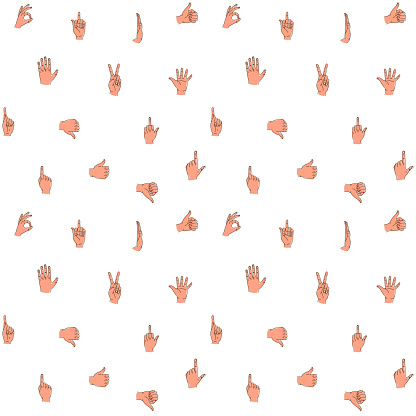 Left Hand Pattern Background Hands Gestures Seamless Background Pattern Hand Drawn Design On White ...