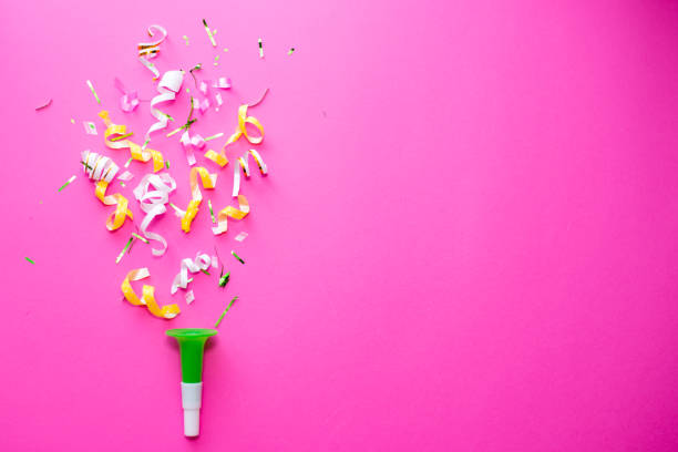 istock pink Celebration,party backgrounds concepts ideas with colorful confetti,streamers on white.Flat lay design. copy space 1137367827