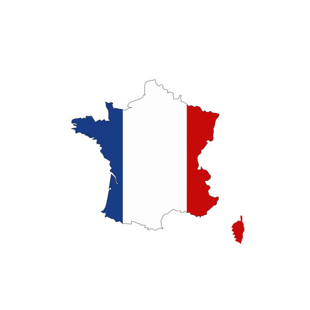 istock Map with flag of France 1137369361