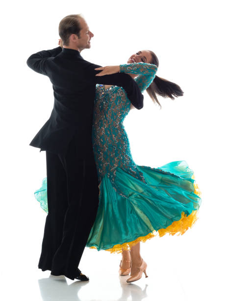 istock Ballroom dancers on whit background 1137370748